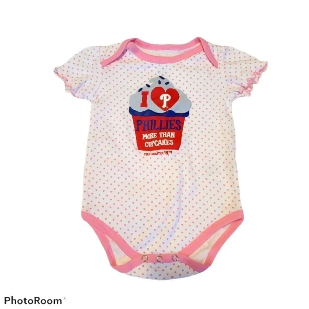 Phillies Pink Heart Onesie  12M